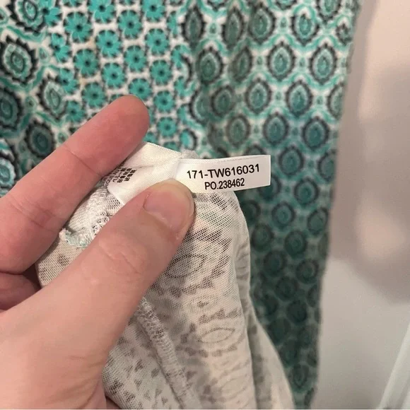 Tommy Bahama Pima Cotton Geometric Pattern Dress V-Neck Size Small Teal Green - Picture 5 of 10